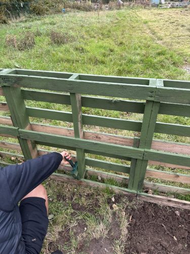 Pallets being painted